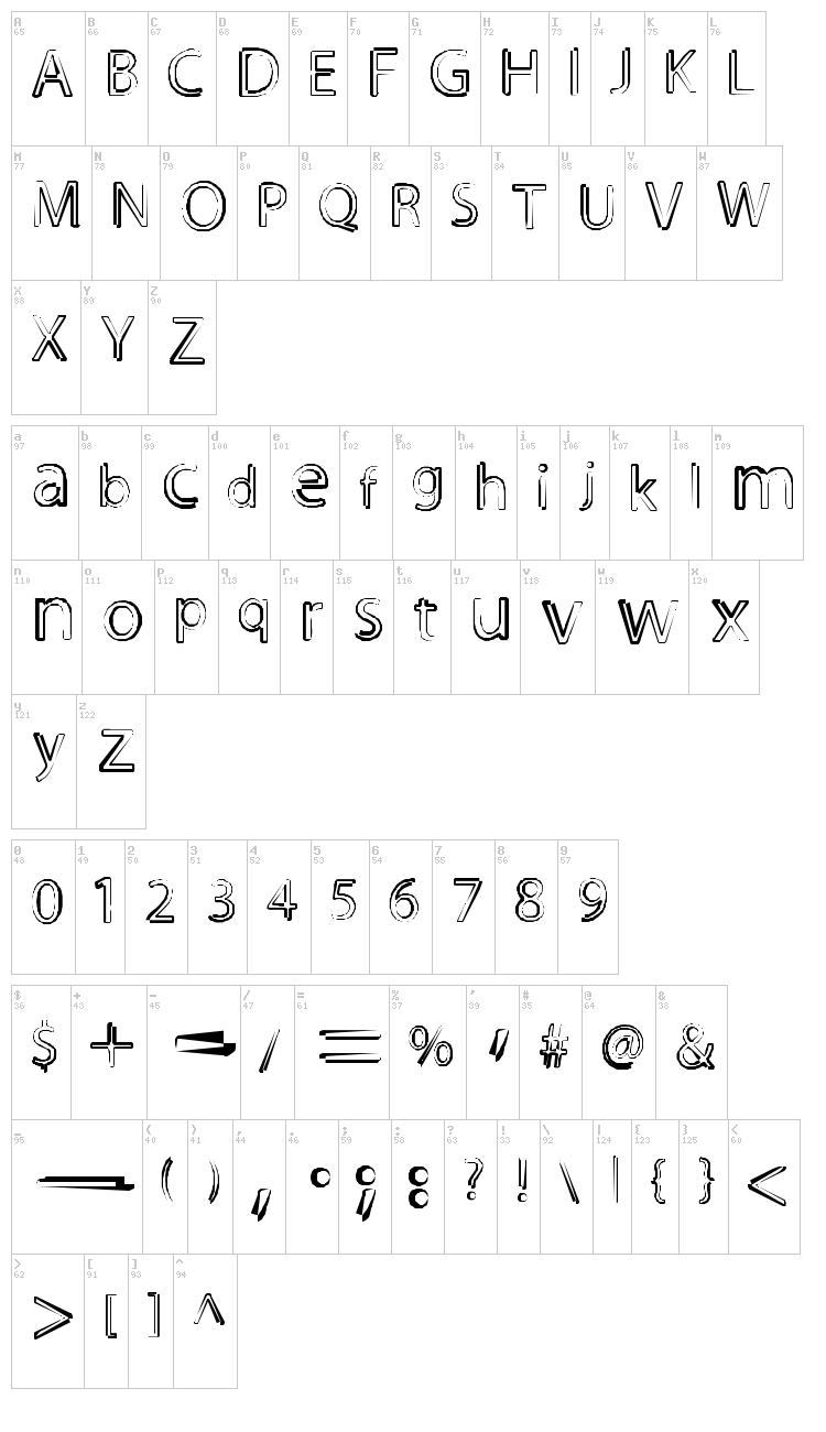 Night Out font map